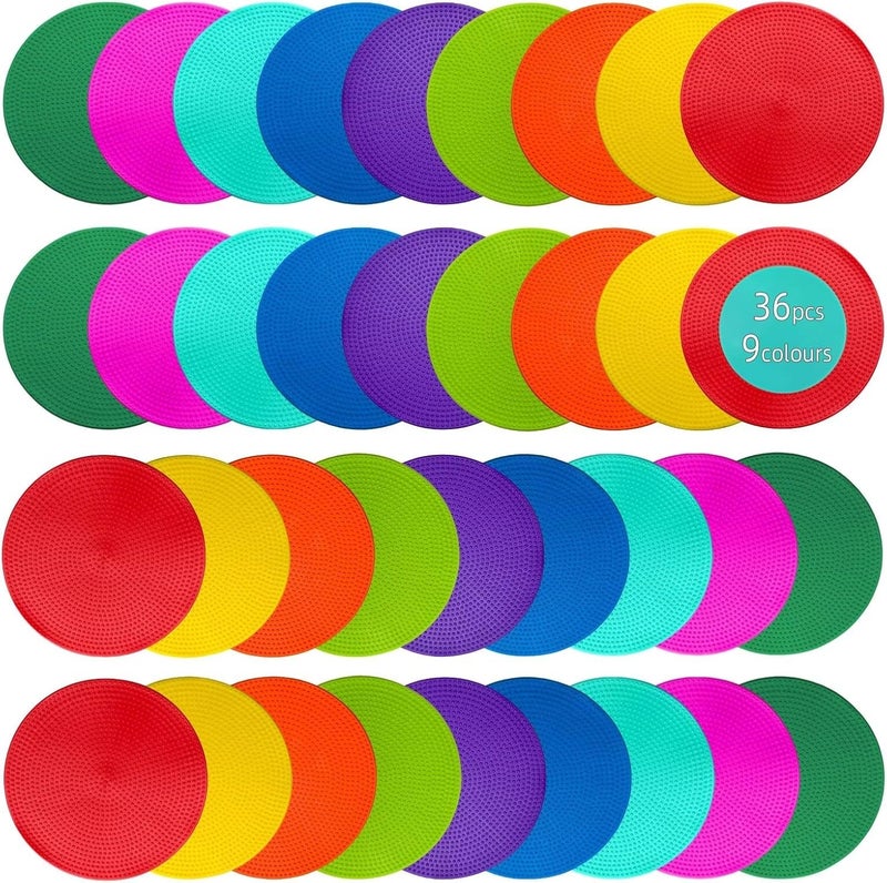 ILAZR Non Slip Agility Marker Aggregate Dots 9 inch 5/9 Color Floor Dot Marker for Classroom Dance Sports Football Basketball Speed Agility Training - Image 1